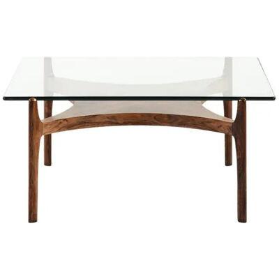 Square Coffee Table in Rosewood and Glass by Sven Ellekær, 1960's