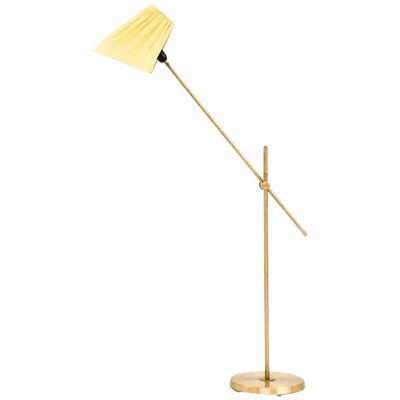 Floor Lamp in Brass and Fabric Attributed to Hans Bergström, 1950's