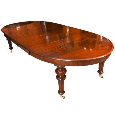 Antique 10ft Victorian Oval Flame Mahogany Extending Dining Table 19thC