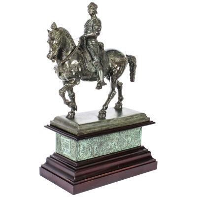 Antique Patinated Bronze Equestrian Statue of Bartolomeo Colleoni 1860 19th C