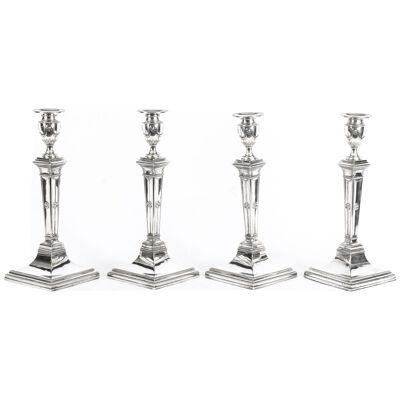 Antique Set of 4 Silver Plated Candlesticks by James Dixon & Sons Ca 1875 19th C