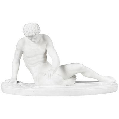 Antique Italian Grand Tour Alabaster Sculpture of The Dying Gaul Ca 1860 19th C