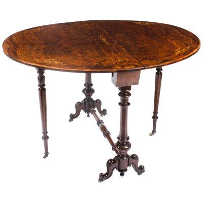 Antique Victorian Burr Walnut & Inlaid Sutherland Table c.1870 19th C
