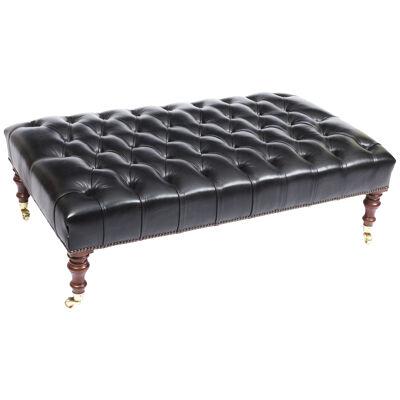 Bespoke Large Leather Stool Ottoman Coffee table Black 4ft x 2ft 6inches