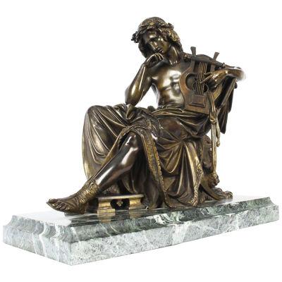Antique Bronze of Orpheus- Albert-Ernest Carrier-Belleuse 19th C