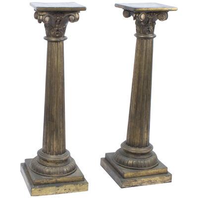 Antique Pair Corinthian Column Pedestals c.1900