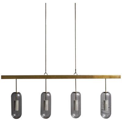 Brass and Glass Long Chandelier by Diego Mardegan