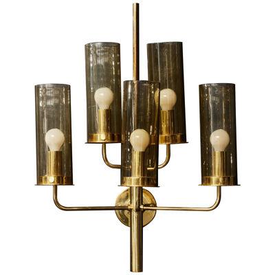Pair of 169/5 Brass and Glass Wall Sconces by Hans Agne Jakobsson, 1950s