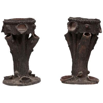 Tony Duquette - Pair Duquette Style Bronze Nautilus Cache Pots