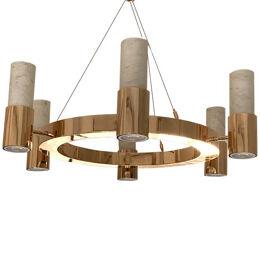 Contemporary Carrara Marble Gold Ring Chandelier