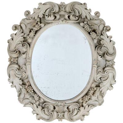 19th c. French Large Deeply Carved Mirror with Original Mirror Plate