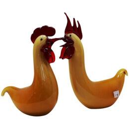 Wave Murano Glass - Rooster and Hen in Murano Glass