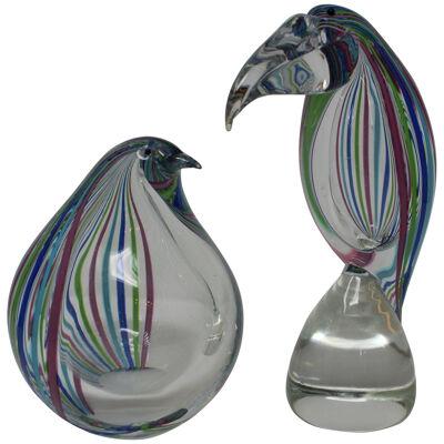 Pair of Murano Glass Birds