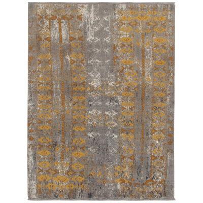 Rug & Kilim’s Abstract Rug in Gray, Gold & Beige-Brown All Over Pattern
