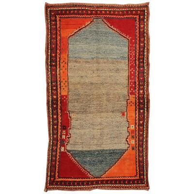 Antique Gabbeh Geometric Red And Blue Wool Persian Rug 