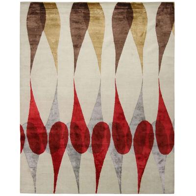 Laird – Mid Century Modern Rug, Off-White, Beige-Brown and Red “Boobyalla No. 2”