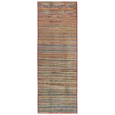Vintage Zeki Müren Gallery Runner in Polychromatic Stripes by Rug & Kilim