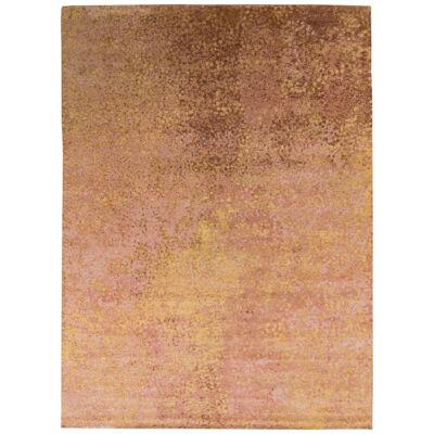 Rug & Kilim’s Abstract Modern Rug in Pink and Gold All Over Dots Pattern