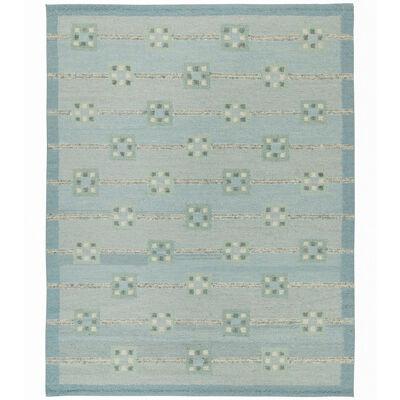 Rug & Kilim’s Scandinavian Style Kilim In Blue With Teal Geometric Patterns