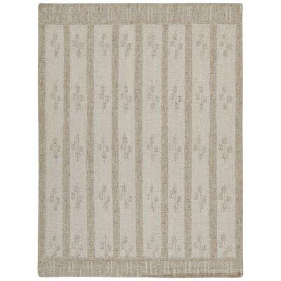 Rug & Kilim’s Scandinavian Style Kilim With Greige And Off-White Stripes