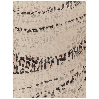 Distressed Style Modern Rug in Black, White Abstract Pattern by Rug & Kilim