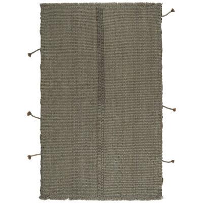 Rug & Kilim’s Contemporary Kilim in Solid Gray Panel Woven Style