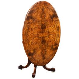 Victorian Burr Walnut Oval Loo Table