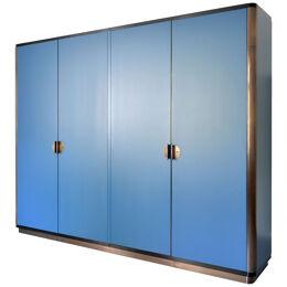Made-To-Measure Modernist Armoire, Matt Lacquered Wood, Bronze-Plated Metal