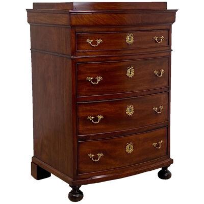 Circa 1820 Danish Small Mahogany Bow Front Chest with Child's Desk in Drawer
