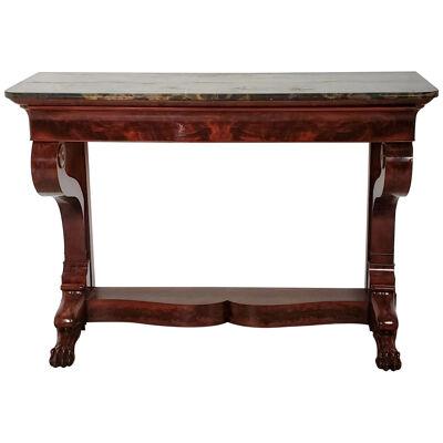 Louis Philippe Mahogany Console with St. Anne Marble Top, France circa 1850