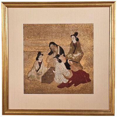 Edo Period Painting of Aristocrats Playing Games, Japan circa 1820