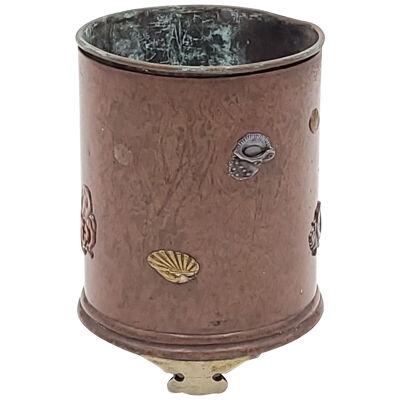 Rare Mixed Metal Cylinder Brush Pot, Japan circa 1880