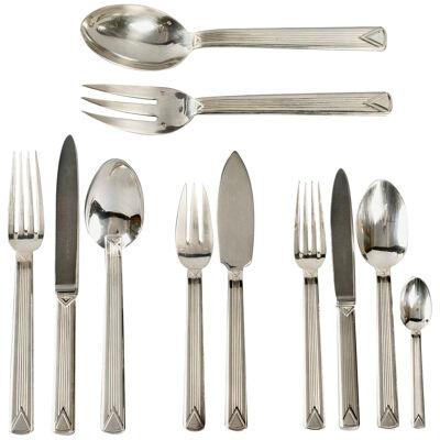 Puiforcat - Cutlery Flatware Set Aphea Solid Sterling Silver In Box - 110 Pieces