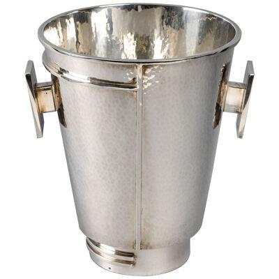 Jean Despres - Champagne Ice Bucket Modernist Hammered Silver Plated Metal