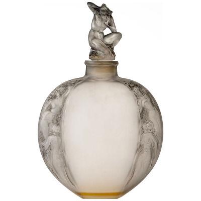 1920 René Lalique Vase Meplat Sirenes Avec Bouchon Figurine Glass Grey Patina