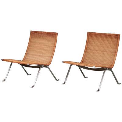 Pair of PK22 Chairs by Poul Kjaerholm for Kold Christensen, Denmark 1950