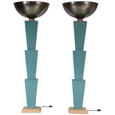 Pair of XL Memphis style floor lamps, Italy 1980