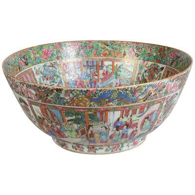 Rose medallion bowl, 19th Century, 15" diameter