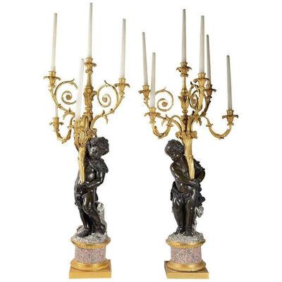 Large, Important Pair of 19th Century Bronze and Ormolu Candelabra