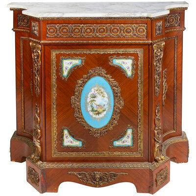 French marble top, Sevres mounted side cabinet, circa 1880