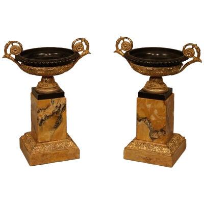 Pair of early 19th Century bronze & ormolu Tazzas	