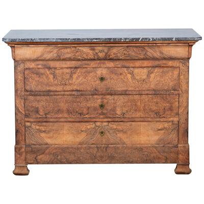 19th Century French Louis Philippe Burl Walnut Commode