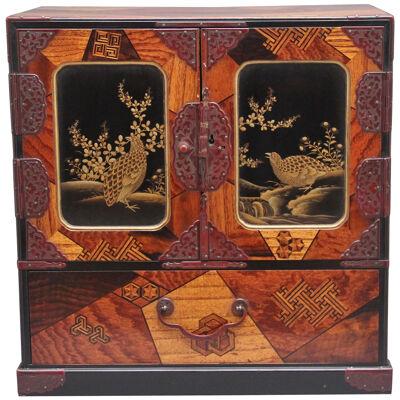 19th Century Japanese parquetry table cabinet 