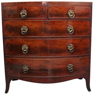 19th Century flame mahogany bowfront chest of drawers