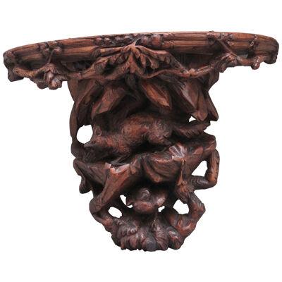 19th Century black forest carved wall bracket
