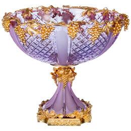 Reggia purple handgrinded round cup with bronze casting grapes