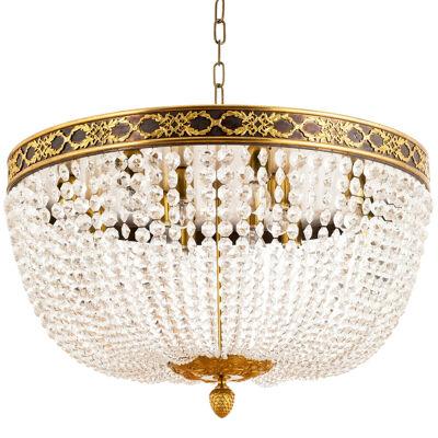 Reggia chandelier with bronze structure and crystal drops