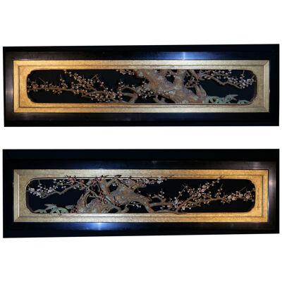 Gorgeous pair of Carved screen Japanese "Ranma"