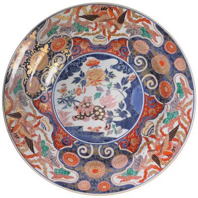 Large Lion-Phoenix plate - Genroku era (1680-1700)