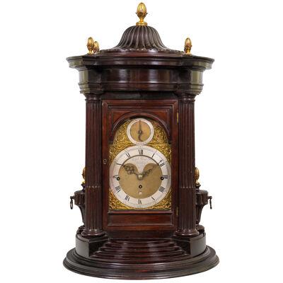 18TH CENTURY ANTIQUE MAHOGANY MUSICAL TABLE CLOCK BY RALPH GOUT OF LONDON